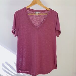 Athleta Short Sleeve V-Neck Top in Plum